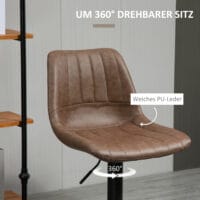 Barhocker Kunstleder höhenverstellbar mit Fussring Braun – Produktfoto zeigt modernes Design, hochwertige Materialien und funktionale Eigenschaften ideal für Wohn- oder Arbeitsbereiche. Perfekt als Einrichtungsinspiration oder zur Produktpräsentation in einem Onlineshop.