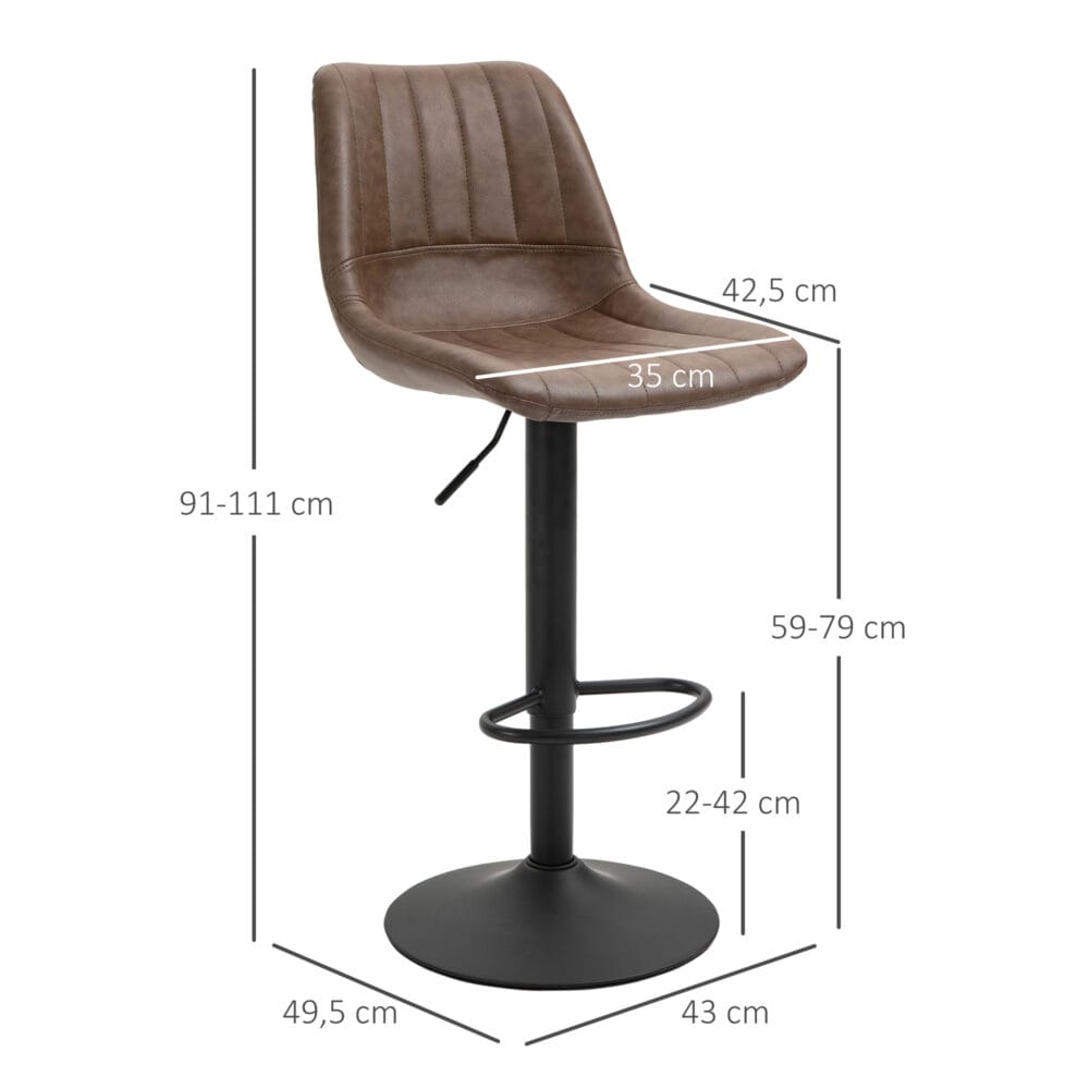 Barhocker Kunstleder höhenverstellbar mit Fussring Braun – Produktfoto zeigt modernes Design, hochwertige Materialien und funktionale Eigenschaften ideal für Wohn- oder Arbeitsbereiche. Perfekt als Einrichtungsinspiration oder zur Produktpräsentation in einem Onlineshop.