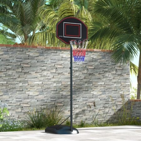 Schwarzer professioneller Basketballkorb, höhenverstellbar von 221-282cm, ideal für Erwachsene und fortgeschrittenes Training.