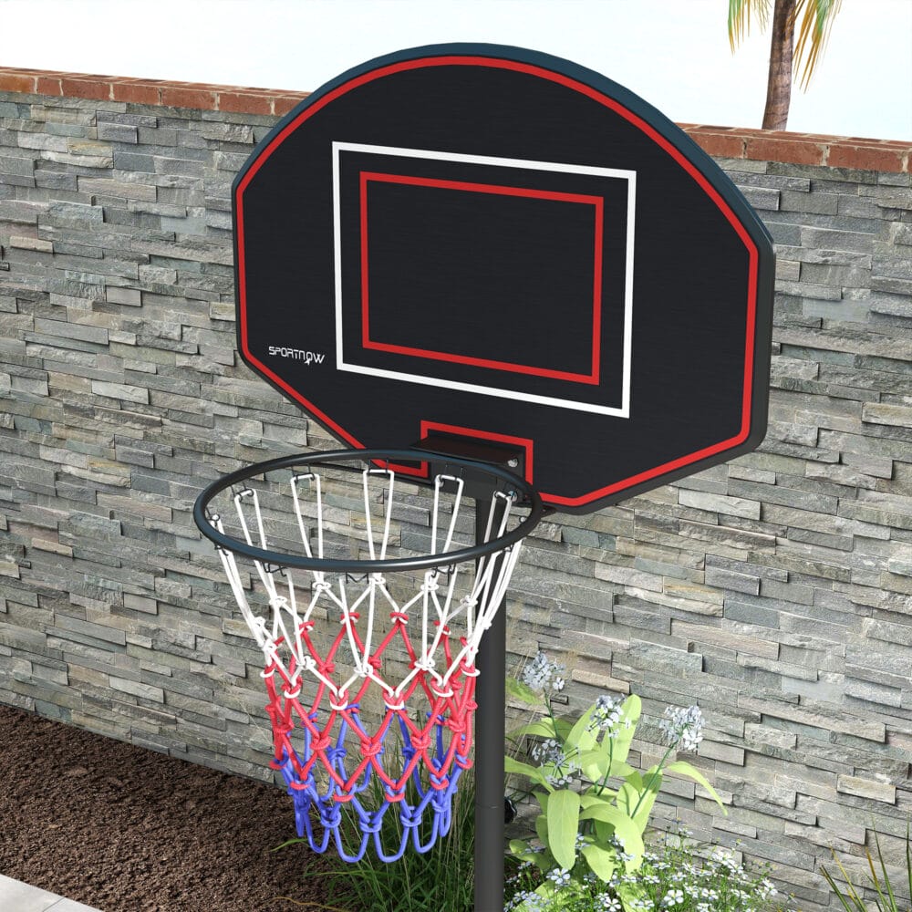 Schwarzer professioneller Basketballkorb, höhenverstellbar von 221-282cm, ideal für Erwachsene und fortgeschrittenes Training.