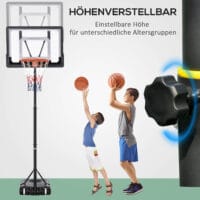 Schwarzer höhenverstellbarer Basketballkorb, speziell für Kinder entwickelt, fördert Spiel und Bewegung.