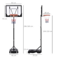 Schwarzer höhenverstellbarer Basketballkorb, speziell für Kinder entwickelt, fördert Spiel und Bewegung.