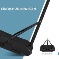 Schwarzer mobiler Basketballkorb, höhenverstellbar von 220-250cm und mit Rollen ausgestattet für flexible Platzierung.