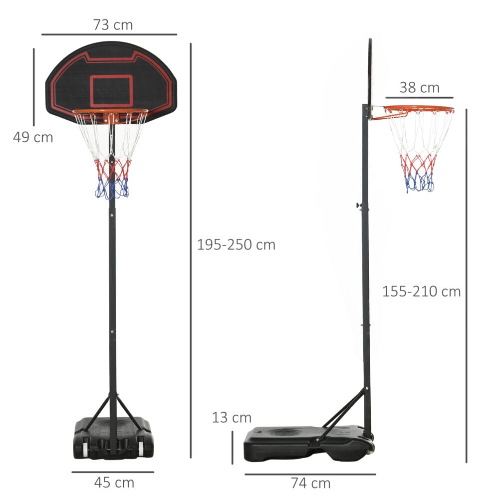 Stabiler, höhenverstellbarer Basketballkorb für den Aussenbereich, konzipiert für Langlebigkeit und intensives Spiel.