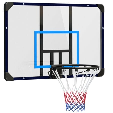 Blauer Basketballkorb zur Wandmontage, ideal für die Installation im Garten oder auf dem Spielplatz.
