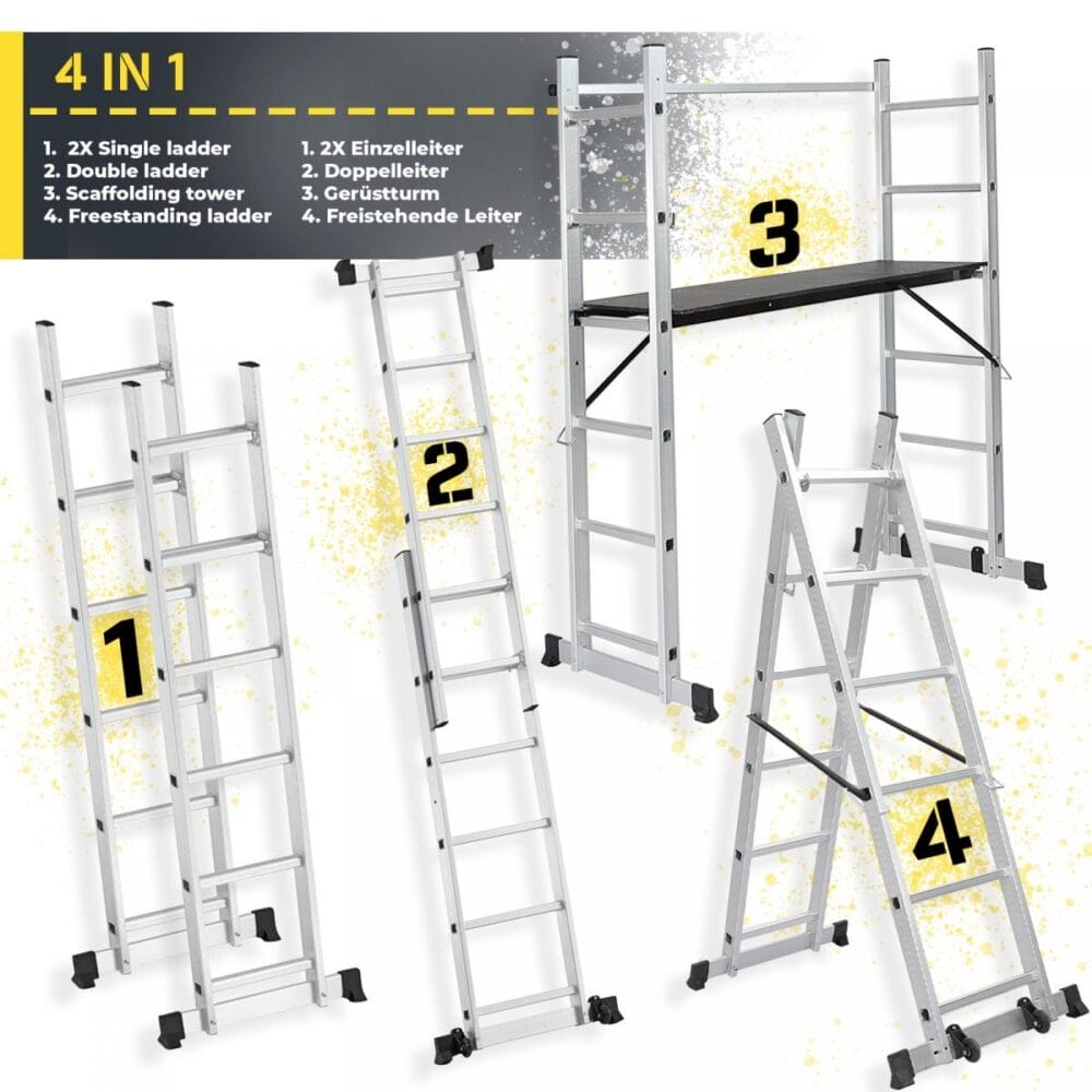 TIMBERTECH® Baugerüst 4in1 Arbeitshöhe bis 280cm 150kg Belastbarkeit