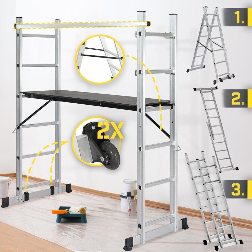 TIMBERTECH® Baugerüst 4in1 Arbeitshöhe bis 280cm 150kg Belastbarkeit