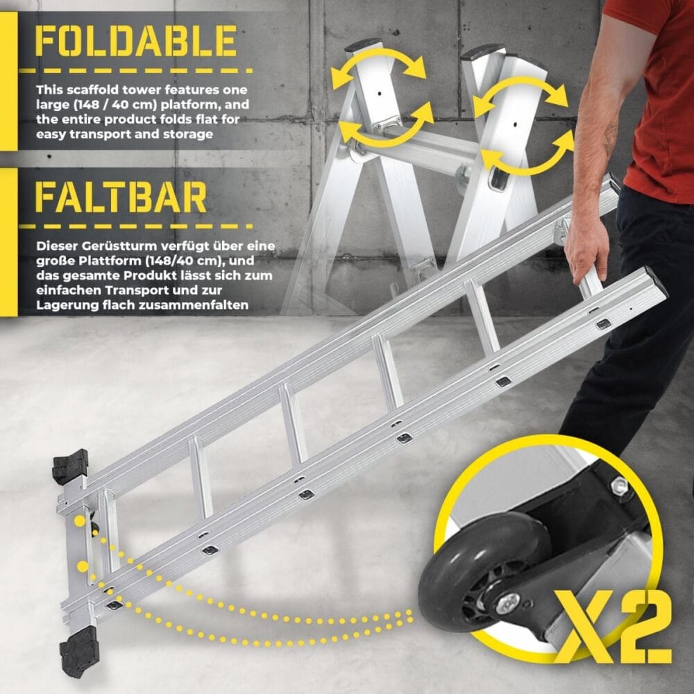 TIMBERTECH® Baugerüst 4in1 Arbeitshöhe bis 280cm 150kg Belastbarkeit