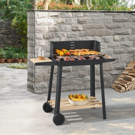 Kompakter BBQ-Wagen Grill Austin in Schwarz, Maße 78x86x30cm, mit praktischem Design für entspanntes Grillen.