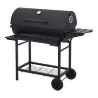 Großer BBQ-Wagen Grill Dallas in Schwarz, Maße 95x108x61cm, ideal für vielseitige Grillabende im Garten.