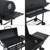 Großer BBQ-Wagen Grill Dallas in Schwarz, Maße 95x108x61cm, ideal für vielseitige Grillabende im Garten.