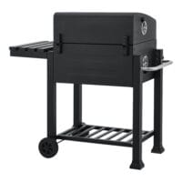 Hochwertiger BBQ-Wagen Grill Houston in Schwarz, Maße 105x114x47.5cm, mit großzügiger Grillfläche für Gartenpartys.