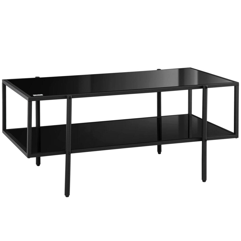 Beistelltisch 2 Ablagen Hartglas 100x55x45,5cm Schwarz – Produktfoto zeigt modernes Design, hochwertige Materialien und funktionale Eigenschaften ideal für Wohn- oder Arbeitsbereiche. Perfekt als Einrichtungsinspiration oder zur Produktpräsentation in einem Onlineshop.