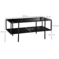 Beistelltisch 2 Ablagen Hartglas 100x55x45,5cm Schwarz – Produktfoto zeigt modernes Design, hochwertige Materialien und funktionale Eigenschaften ideal für Wohn- oder Arbeitsbereiche. Perfekt als Einrichtungsinspiration oder zur Produktpräsentation in einem Onlineshop.