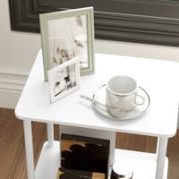 Beistelltisch 2-stufig mit Metallrahmen & Aufbewahrungsfach modern Weiss – Produktfoto zeigt modernes Design, hochwertige Materialien und funktionale Eigenschaften ideal für Wohn- oder Arbeitsbereiche. Perfekt als Einrichtungsinspiration oder zur Produktpräsentation in einem Onlineshop.