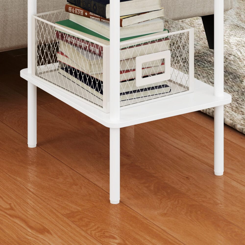 Beistelltisch 2-stufig mit Metallrahmen & Aufbewahrungsfach modern Weiss – Produktfoto zeigt modernes Design, hochwertige Materialien und funktionale Eigenschaften ideal für Wohn- oder Arbeitsbereiche. Perfekt als Einrichtungsinspiration oder zur Produktpräsentation in einem Onlineshop.