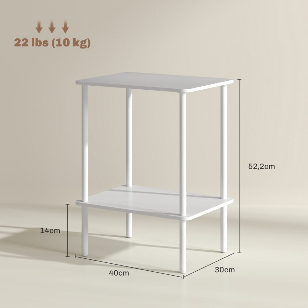 Beistelltisch 2-stufig mit Metallrahmen & Aufbewahrungsfach modern Weiss – Produktfoto zeigt modernes Design, hochwertige Materialien und funktionale Eigenschaften ideal für Wohn- oder Arbeitsbereiche. Perfekt als Einrichtungsinspiration oder zur Produktpräsentation in einem Onlineshop.