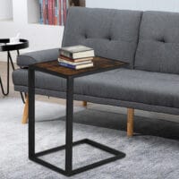 Beistelltisch Couchtisch C-Form Rustikal Braun-Schwarz