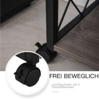 Beistelltisch Couchtisch Servierwagen mit Rädern Grau-Schwarz