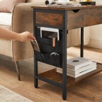 Beistelltisch klappbar mit Steckdose Holz Vintage-Braun