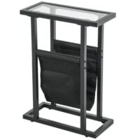 Beistelltisch mit Stofftasche & Glasplatte 40x18x55,5cm Schwarz – Produktfoto zeigt modernes Design, hochwertige Materialien und funktionale Eigenschaften ideal für Wohn- oder Arbeitsbereiche. Perfekt als Einrichtungsinspiration oder zur Produktpräsentation in einem Onlineshop.