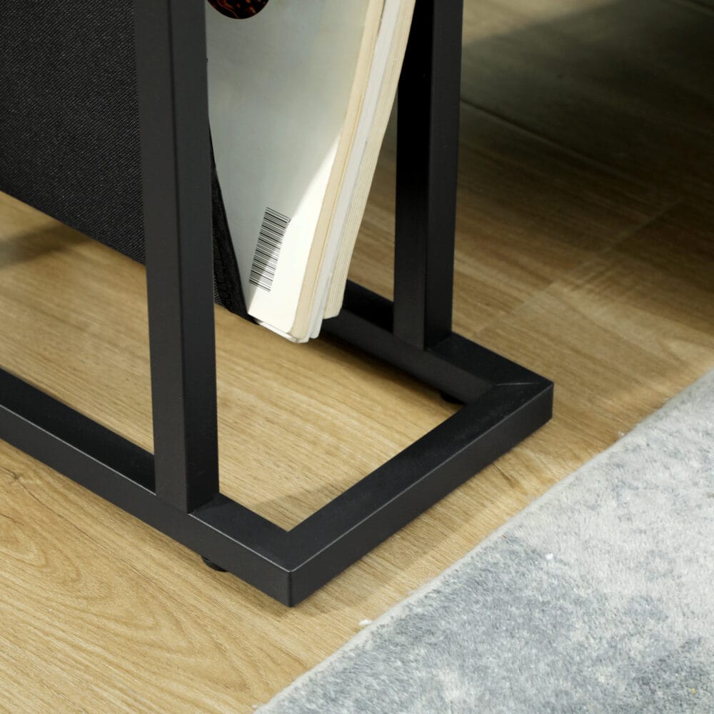 Beistelltisch mit Stofftasche & Glasplatte 40x18x55,5cm Schwarz – Produktfoto zeigt modernes Design, hochwertige Materialien und funktionale Eigenschaften ideal für Wohn- oder Arbeitsbereiche. Perfekt als Einrichtungsinspiration oder zur Produktpräsentation in einem Onlineshop.