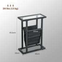 Beistelltisch mit Stofftasche & Glasplatte 40x18x55,5cm Schwarz – Produktfoto zeigt modernes Design, hochwertige Materialien und funktionale Eigenschaften ideal für Wohn- oder Arbeitsbereiche. Perfekt als Einrichtungsinspiration oder zur Produktpräsentation in einem Onlineshop.
