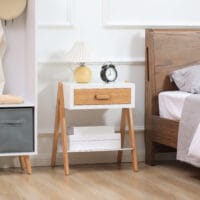 Beistelltisch Nachttisch mit Schublade Skandi-Design Weiss-Braun