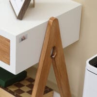 Beistelltisch Nachttisch mit Schublade Skandi-Design Weiss-Braun