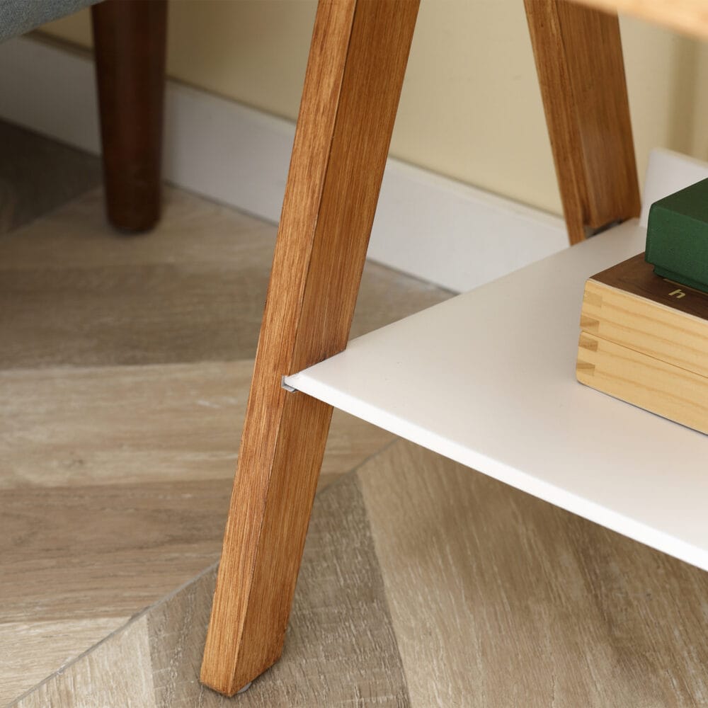 Beistelltisch Nachttisch mit Schublade Skandi-Design Weiss-Braun