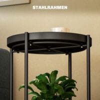 Beistelltisch rund 2 Ablagen 44x44x56cm Schwarz – Produktfoto zeigt modernes Design, hochwertige Materialien und funktionale Eigenschaften ideal für Wohn- oder Arbeitsbereiche. Perfekt als Einrichtungsinspiration oder zur Produktpräsentation in einem Onlineshop.