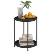 Beistelltisch rund 2 Ablagen 44x44x56cm Schwarz – Produktfoto zeigt modernes Design, hochwertige Materialien und funktionale Eigenschaften ideal für Wohn- oder Arbeitsbereiche. Perfekt als Einrichtungsinspiration oder zur Produktpräsentation in einem Onlineshop.