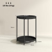 Beistelltisch rund 2 Ablagen 44x44x56cm Schwarz – Produktfoto zeigt modernes Design, hochwertige Materialien und funktionale Eigenschaften ideal für Wohn- oder Arbeitsbereiche. Perfekt als Einrichtungsinspiration oder zur Produktpräsentation in einem Onlineshop.