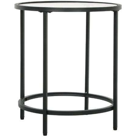 Beistelltisch rund mit Glasplatte & Metallrahmen Ø48x547cm Schwarz – Produktfoto zeigt modernes Design, hochwertige Materialien und funktionale Eigenschaften ideal für Wohn- oder Arbeitsbereiche. Perfekt als Einrichtungsinspiration oder zur Produktpräsentation in einem Onlineshop.
