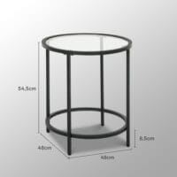 Beistelltisch rund mit Glasplatte & Metallrahmen Ø48x547cm Schwarz – Produktfoto zeigt modernes Design, hochwertige Materialien und funktionale Eigenschaften ideal für Wohn- oder Arbeitsbereiche. Perfekt als Einrichtungsinspiration oder zur Produktpräsentation in einem Onlineshop.