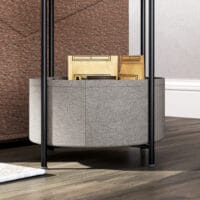 Beistelltisch rund mit Stoffkorb 44x44x56cm Grau & Weiss – Produktfoto zeigt modernes Design, hochwertige Materialien und funktionale Eigenschaften ideal für Wohn- oder Arbeitsbereiche. Perfekt als Einrichtungsinspiration oder zur Produktpräsentation in einem Onlineshop.