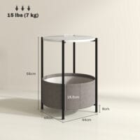 Beistelltisch rund mit Stoffkorb 44x44x56cm Grau & Weiss – Produktfoto zeigt modernes Design, hochwertige Materialien und funktionale Eigenschaften ideal für Wohn- oder Arbeitsbereiche. Perfekt als Einrichtungsinspiration oder zur Produktpräsentation in einem Onlineshop.