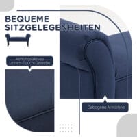 Blaue Bettbank mit Segelstoff-Bezug für das Schlafzimmer, belastbar bis 130kg. Eine stilvolle und praktische Ergänzung am Fussende des Bettes.