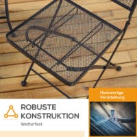 Modernes, graues und faltbares Bistro-Set für drei Personen.