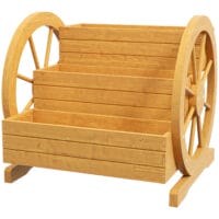 Blumenkasten im Wagenrad-Design, 61x62x57 cm, Material Teakholz.