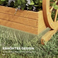 Blumenkasten im Wagenrad-Design, 61x62x57 cm, Material Teakholz.