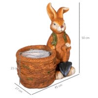 Blumentopf mit Entwässerungssystem, Hase-Design, aus MgO, Farbe Braun.