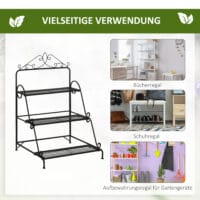Blumentreppe 3-stufig aus Metall, platzsparend und dekorativ, Schwarz.