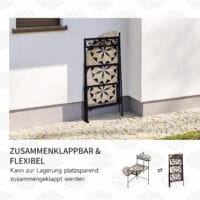 Blumentreppe 4-stufig, faltbar und platzsparend, Schwarz-Beige.