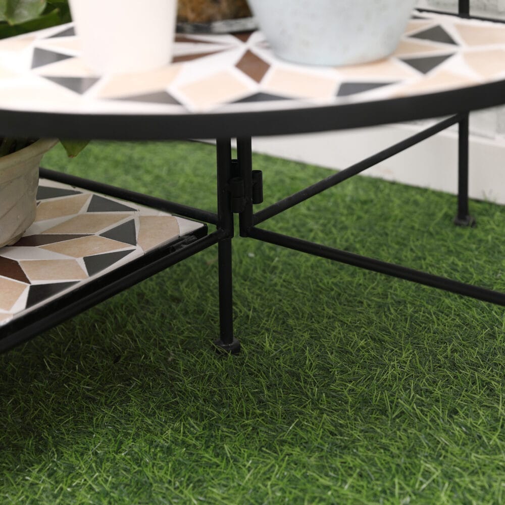 Blumentreppe 4-stufig, faltbar und platzsparend, Schwarz-Beige.