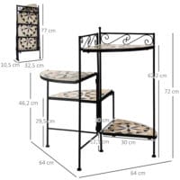 Blumentreppe 4-stufig, faltbar und platzsparend, Schwarz-Beige.