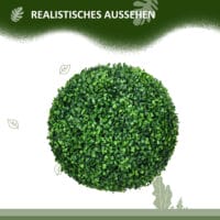 Buchsbaumkugel im 2er-Set, grün mit UV-Schutz, künstliche Pflanze für draußen.