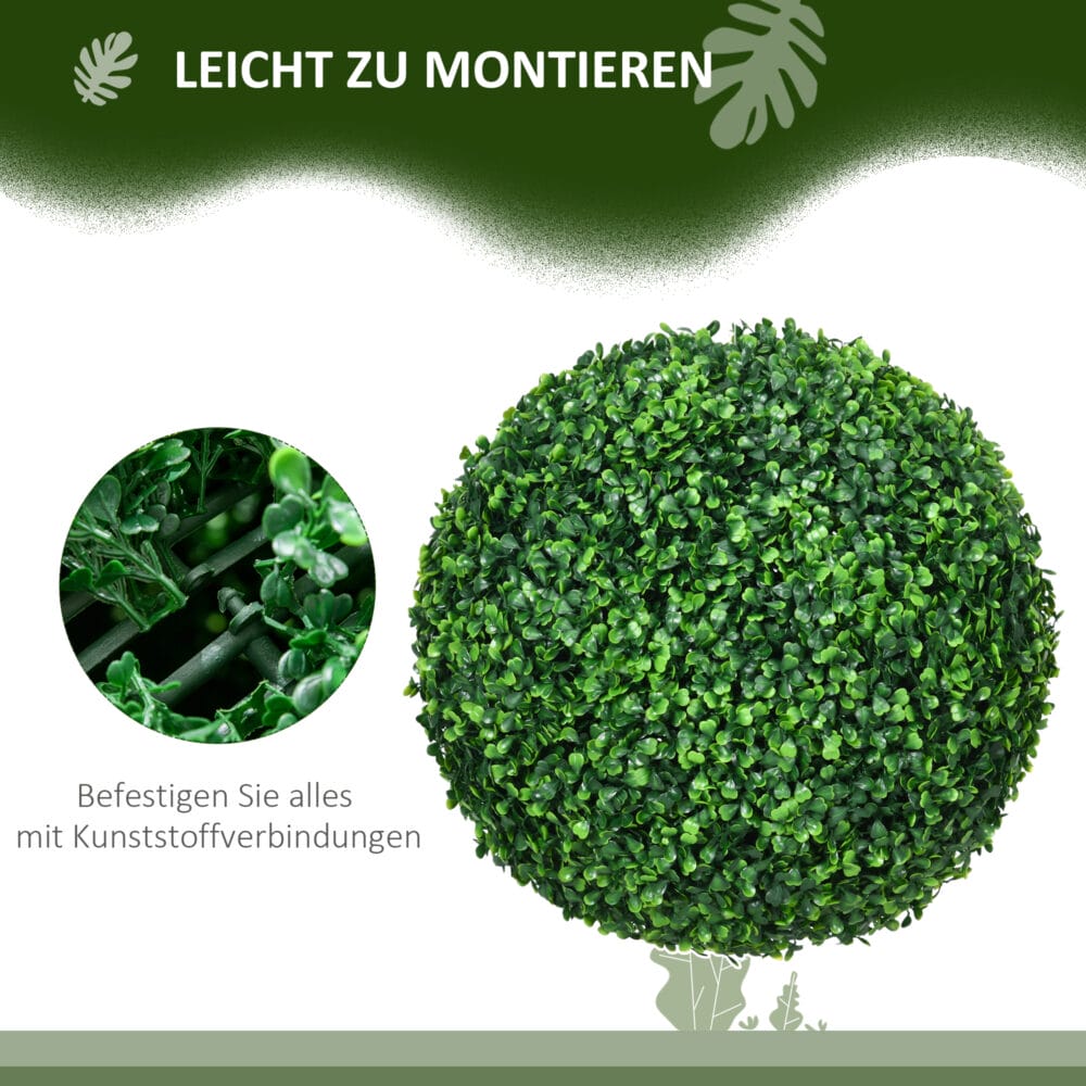 Buchsbaumkugel im 2er-Set, grün mit UV-Schutz, künstliche Pflanze für draußen.