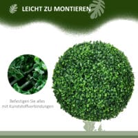 Buchsbaumkugel im 2er-Set, grün mit UV-Schutz, künstliche Pflanze für draußen.