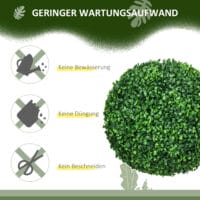 Buchsbaumkugel im 2er-Set, grün mit UV-Schutz, künstliche Pflanze für draußen.